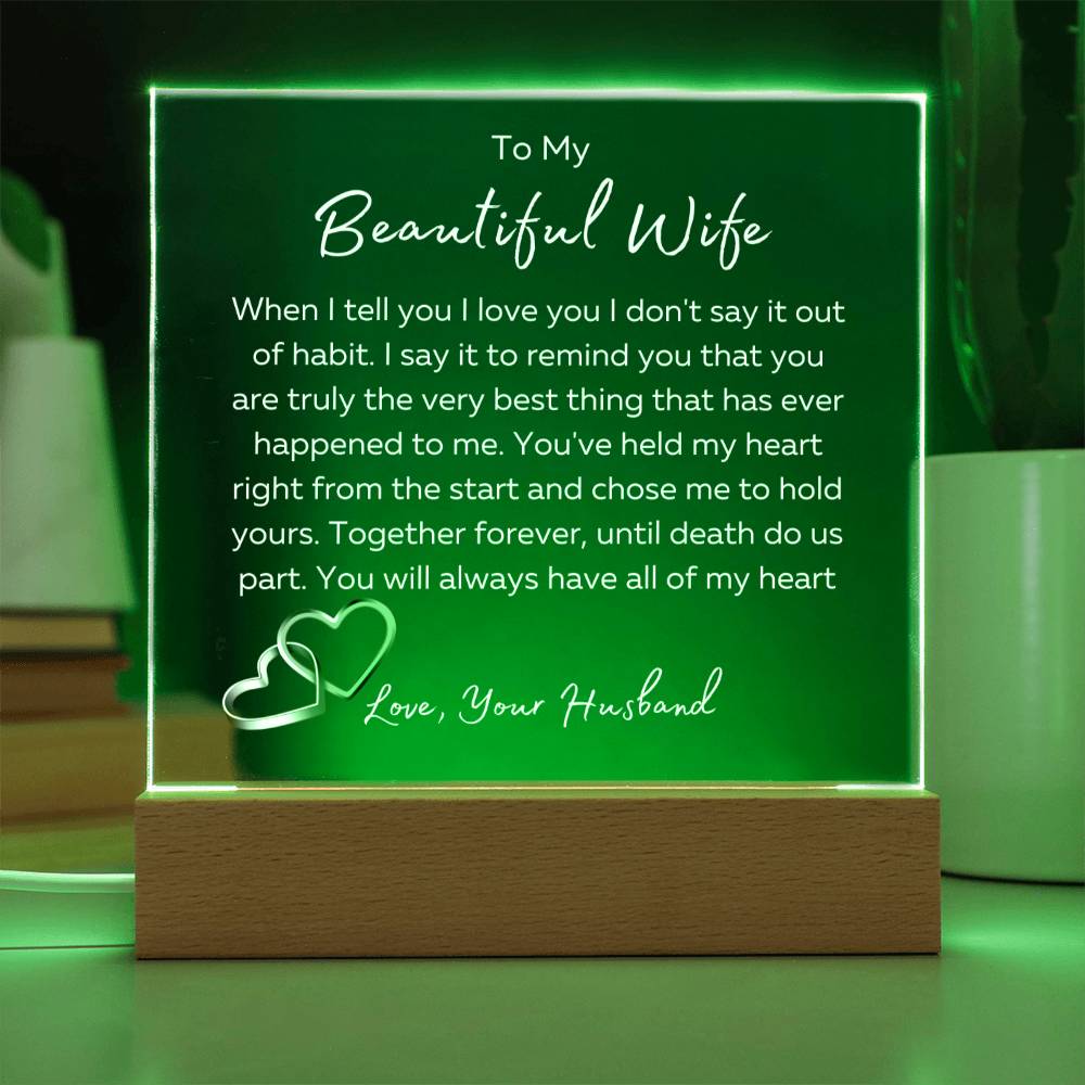 To My Beautiful Wife LED Square Plaque