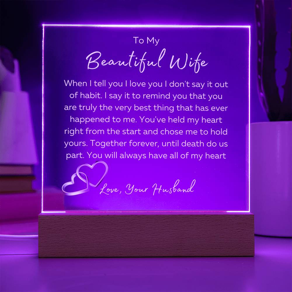 To My Beautiful Wife LED Square Plaque