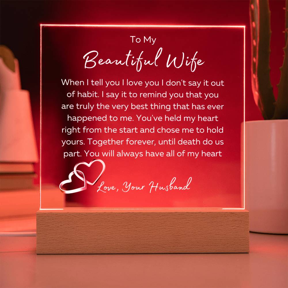 To My Beautiful Wife LED Square Plaque