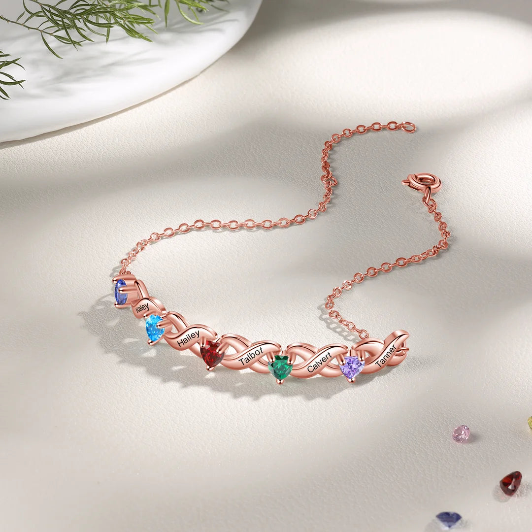 Personalisiertes Herz-Geburtsstein-Armband