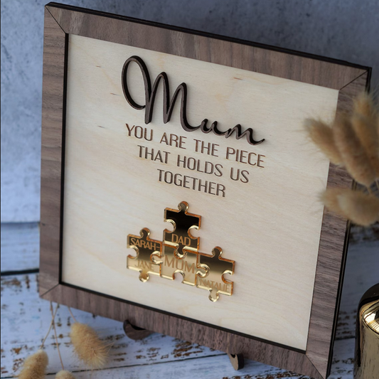 Personalised Mum Puzzle Pieces Name Sign