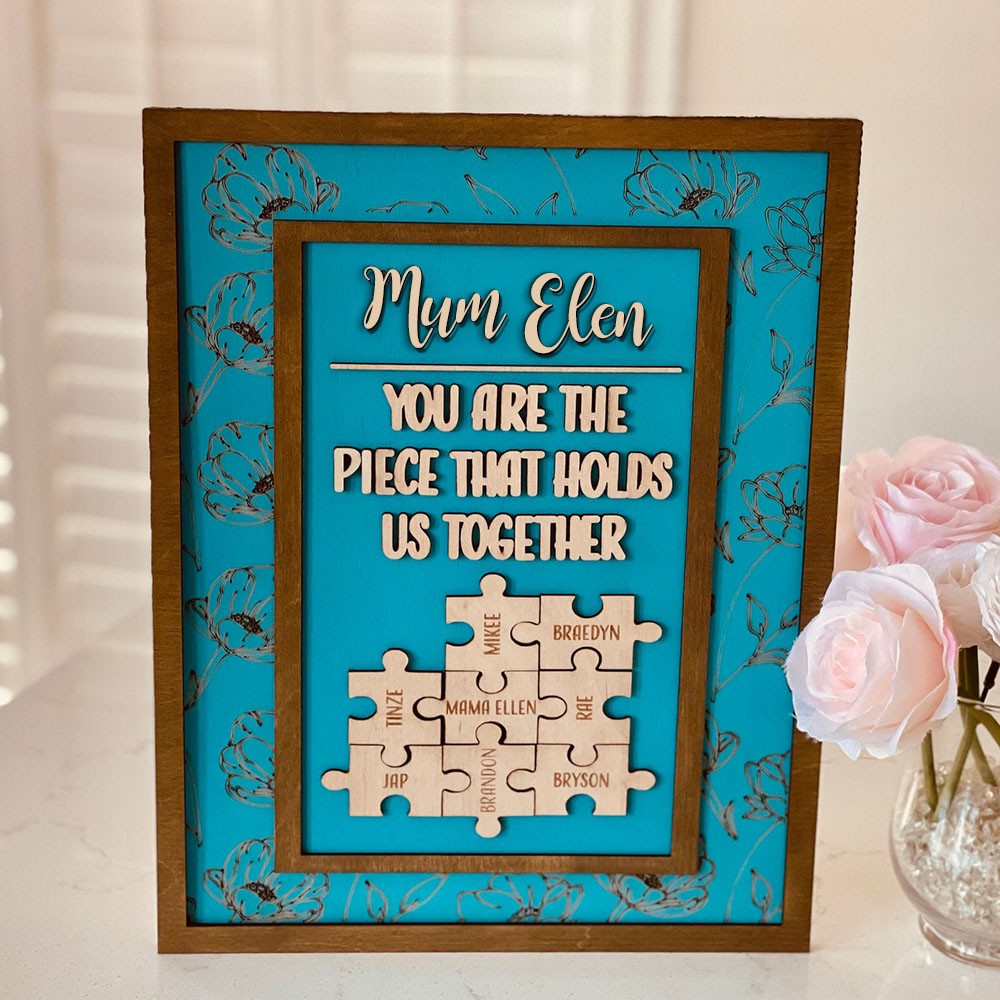 Signe de nom de pièces de puzzle maman personnalisé🎁
