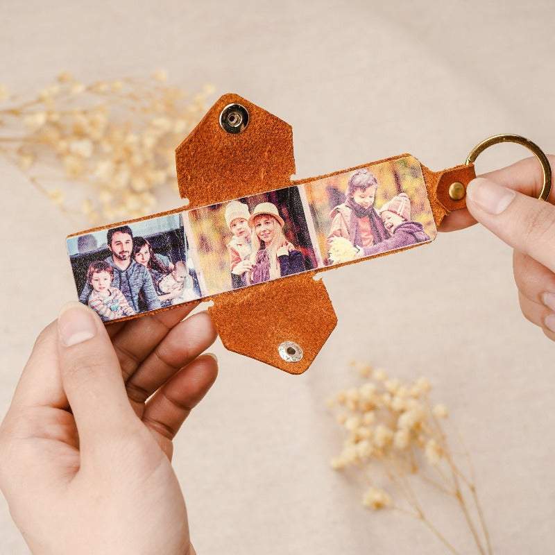 Porte-clés enveloppe en cuir photo personnalisé