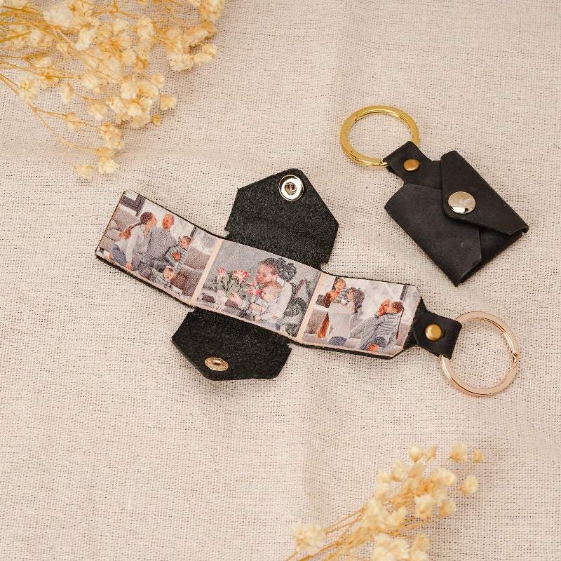 Porte-clés enveloppe en cuir photo personnalisé