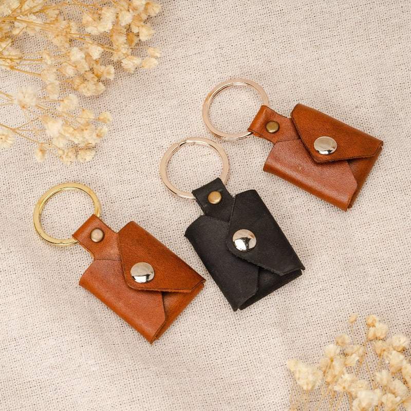 Porte-clés enveloppe en cuir photo personnalisé