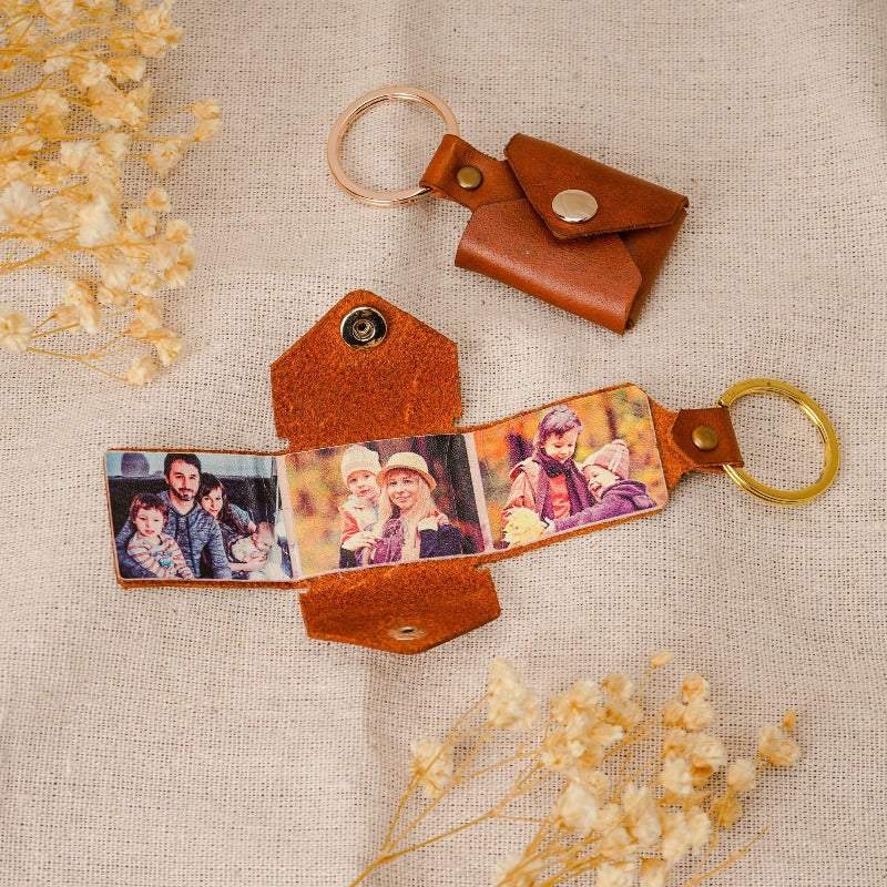 Porte-clés enveloppe en cuir photo personnalisé