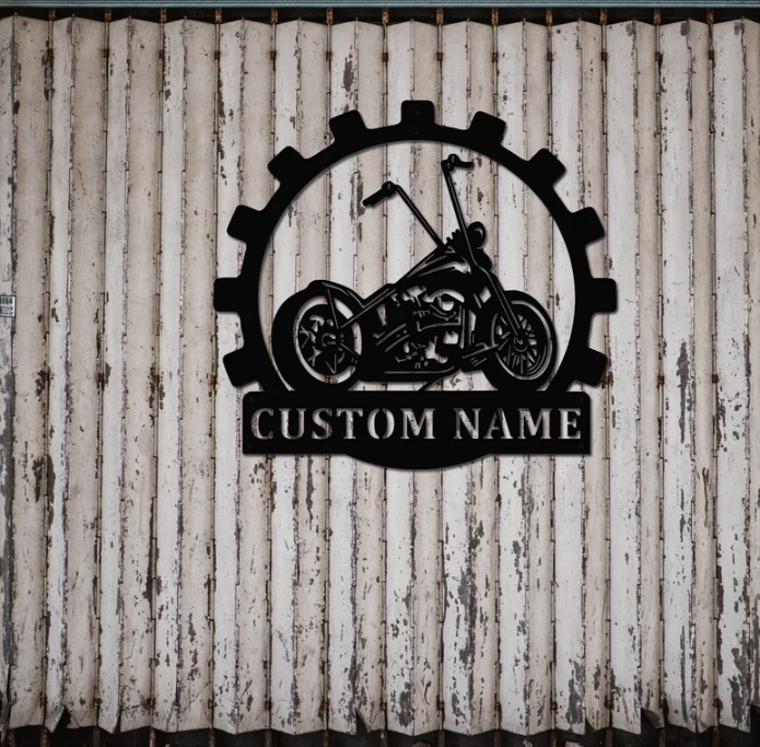 Custom Motorcycle Gear Sign