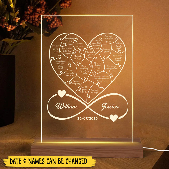 Personalized 12 Reasons Infinite Why I Love You Lampš