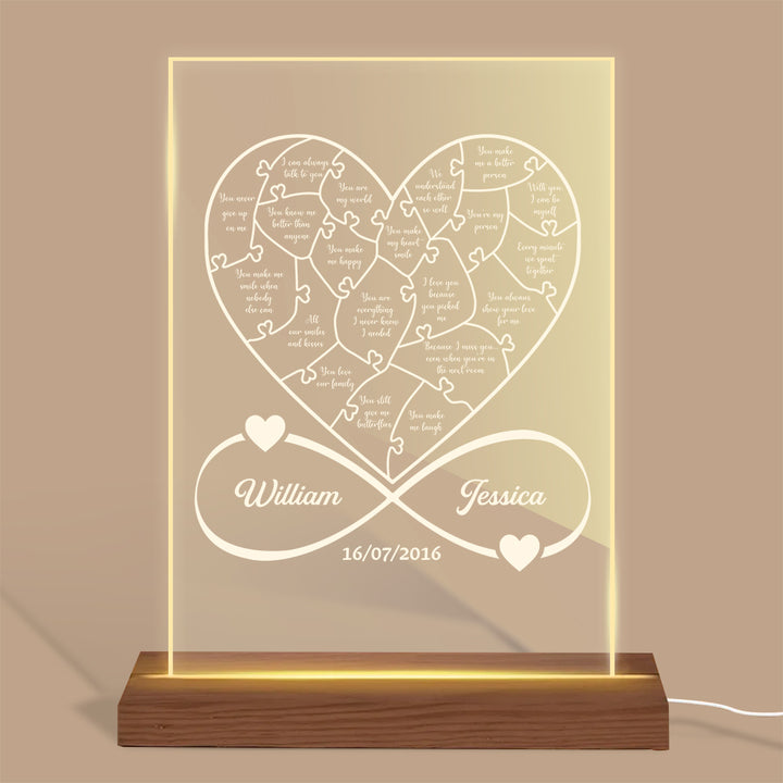 Personalized 12 Reasons Infinite Why I Love You Lamp