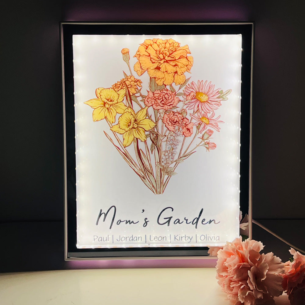 🌟50% OFF🌟Custom Birth Flower Bouquet Night Light Mirror🌟🌟