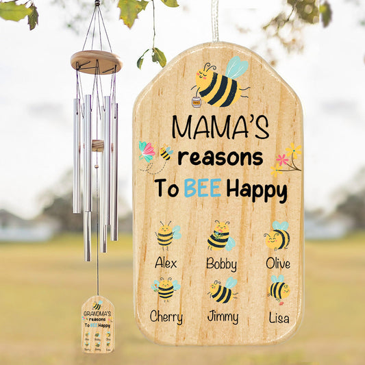 Mum/Grandma's Reasons To Bee🐝 Happy Customized Lucky Wind Chimes 🐝