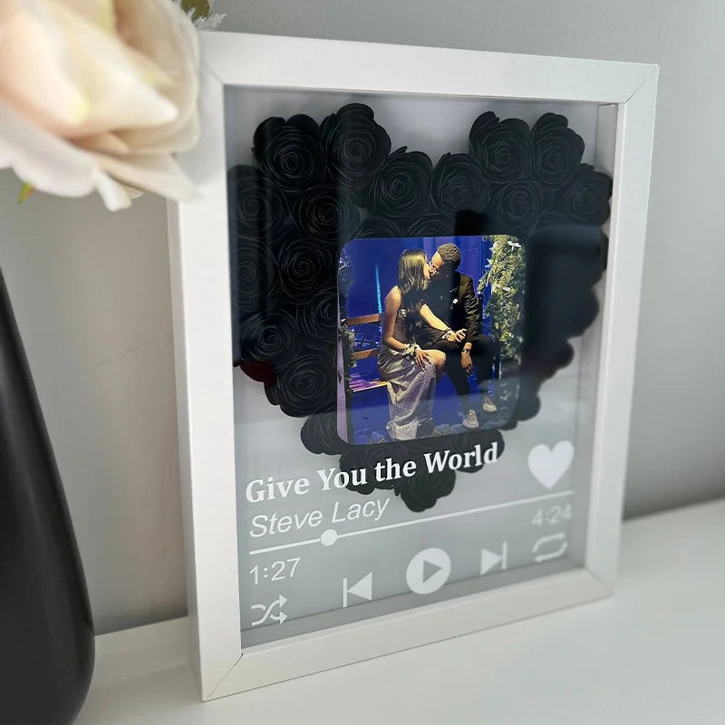 Custom Flower Shadow Box with Photo Rectangle