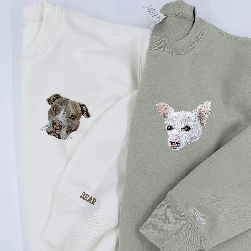 Custom Pet Portrait Embroidered Sweatshirt