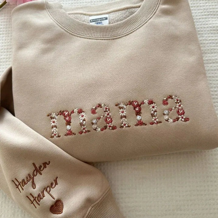 Sweatshirt mit Blumen-Mama-Stickerei