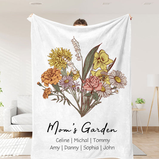 Birth Flower Family Bouquet Customized Winter Blanket ⭐️