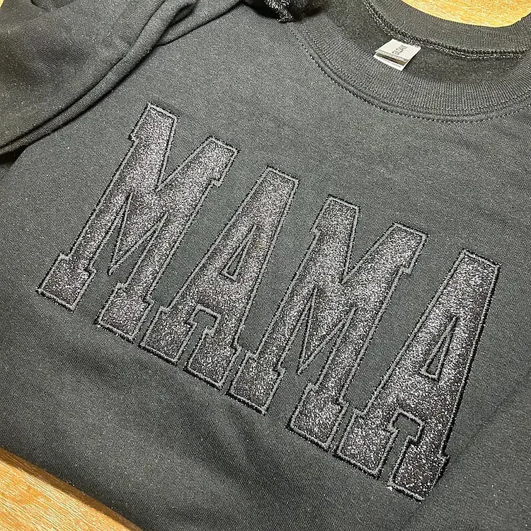 Embroidered Applique Glitter Mama Sweatshirt