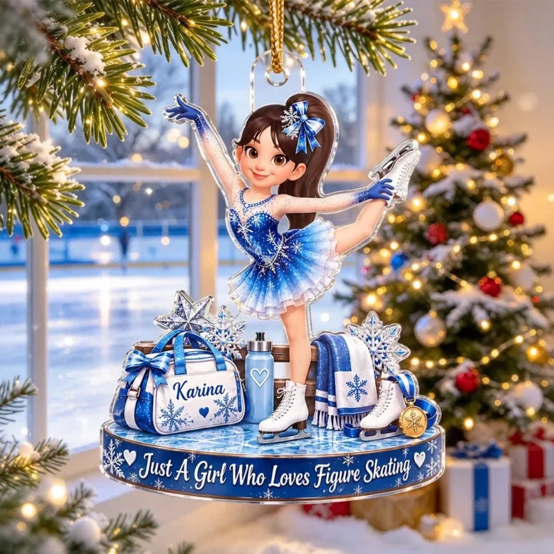 Personalized Girl Who Loves Figure Skating Ornament