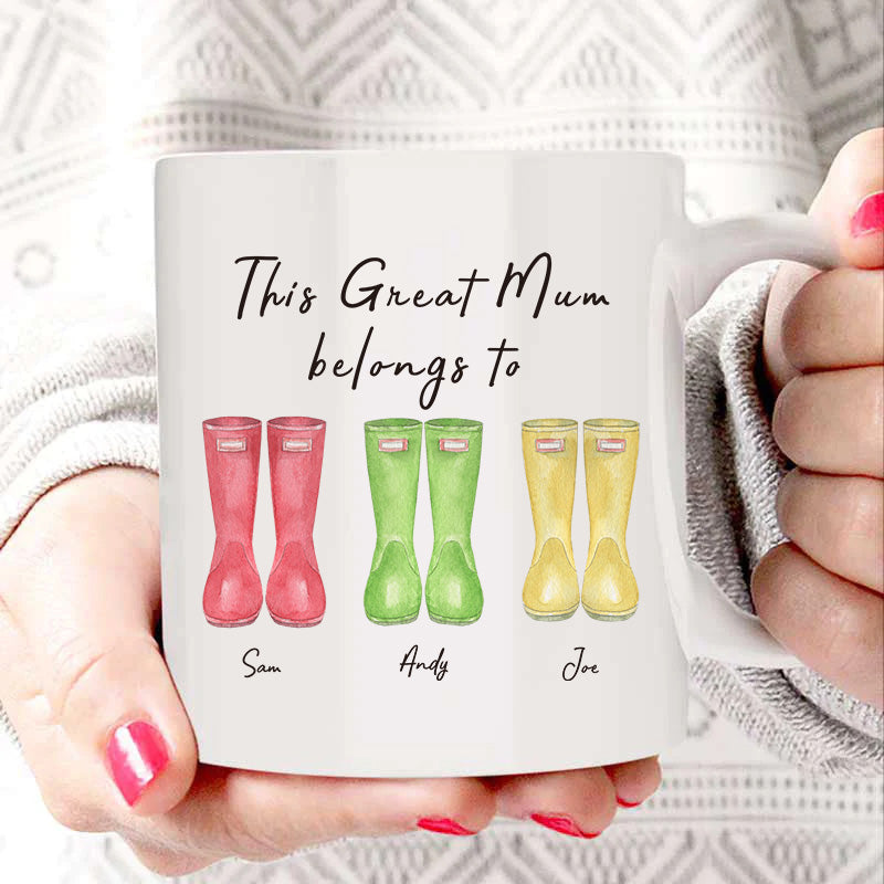 Personalized Family Rain Boots Names Mug