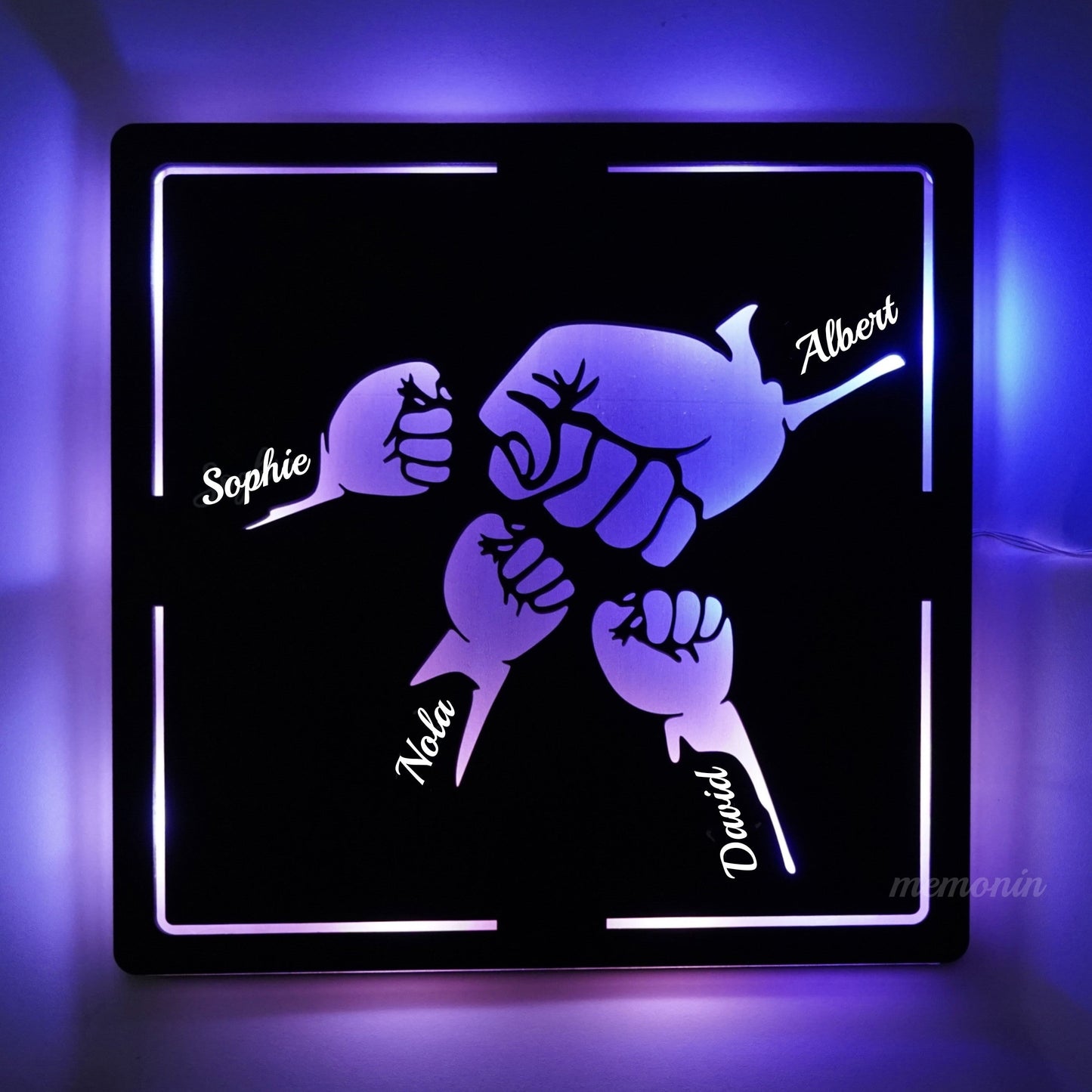 🌟Custom Fist Bump Dad and Kids Wooden Sign With LED Lights🌟