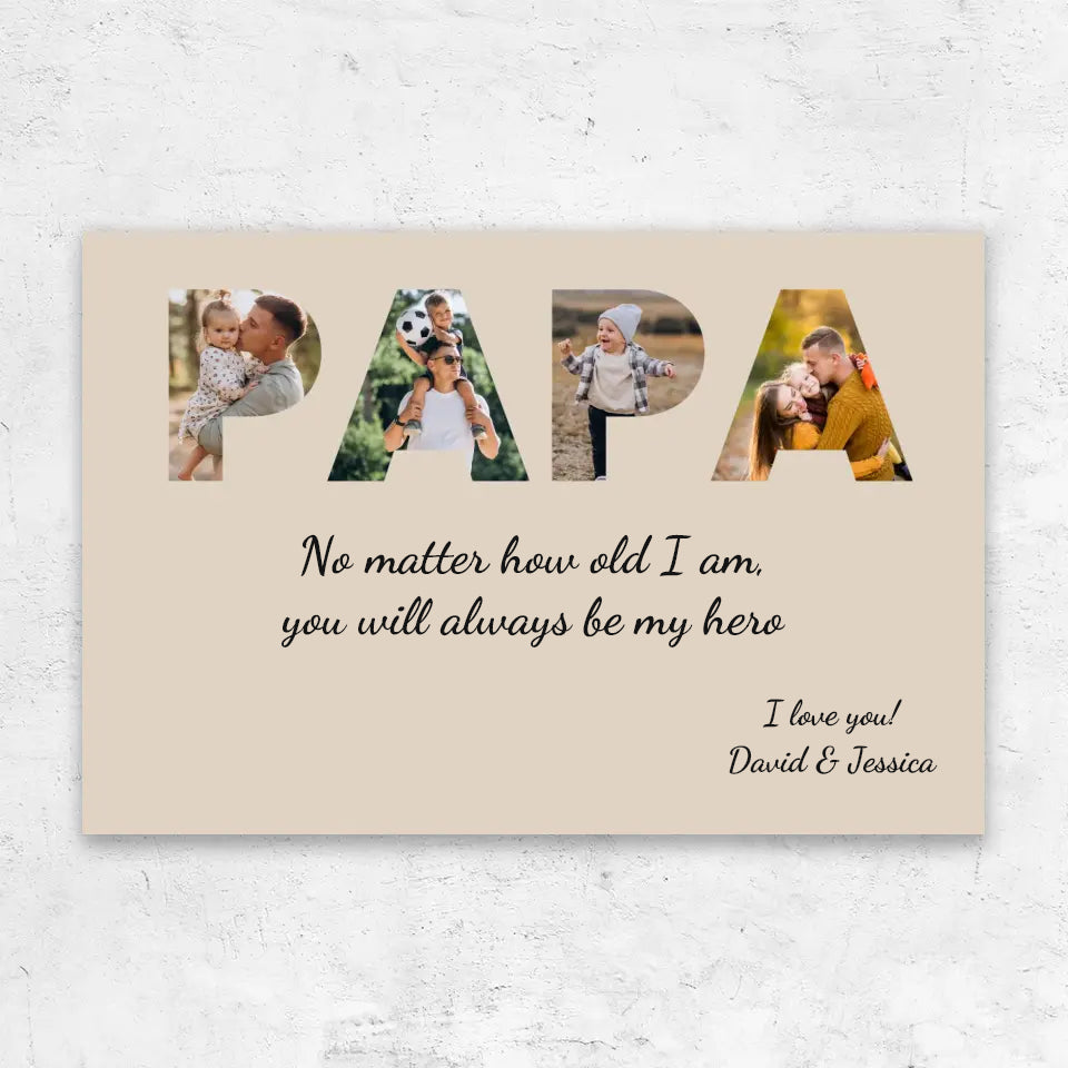 Personalized canvas "Dad remains my hero"