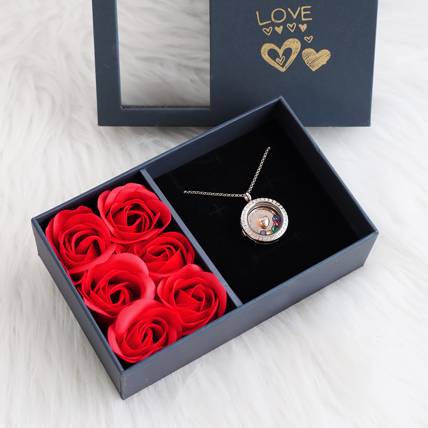 "Around You" Personalized Locket Necklace With Birthstone