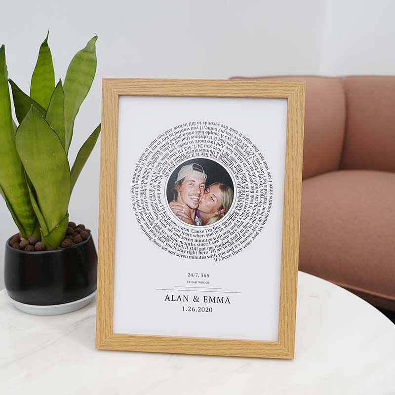 Personalised Photo with song lyric frame