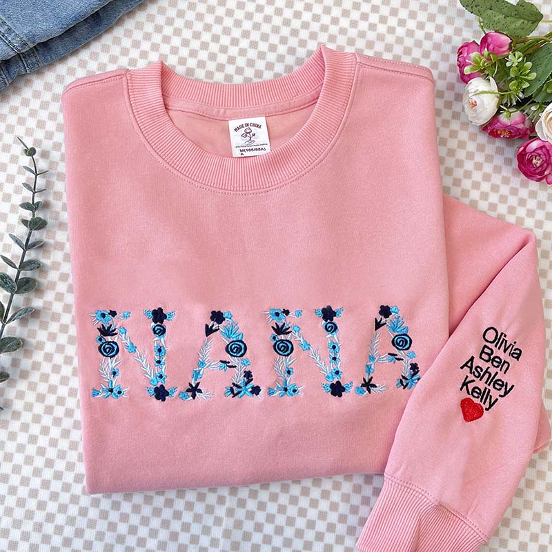 Sweatshirt mit Blumen-Mama-Stickerei