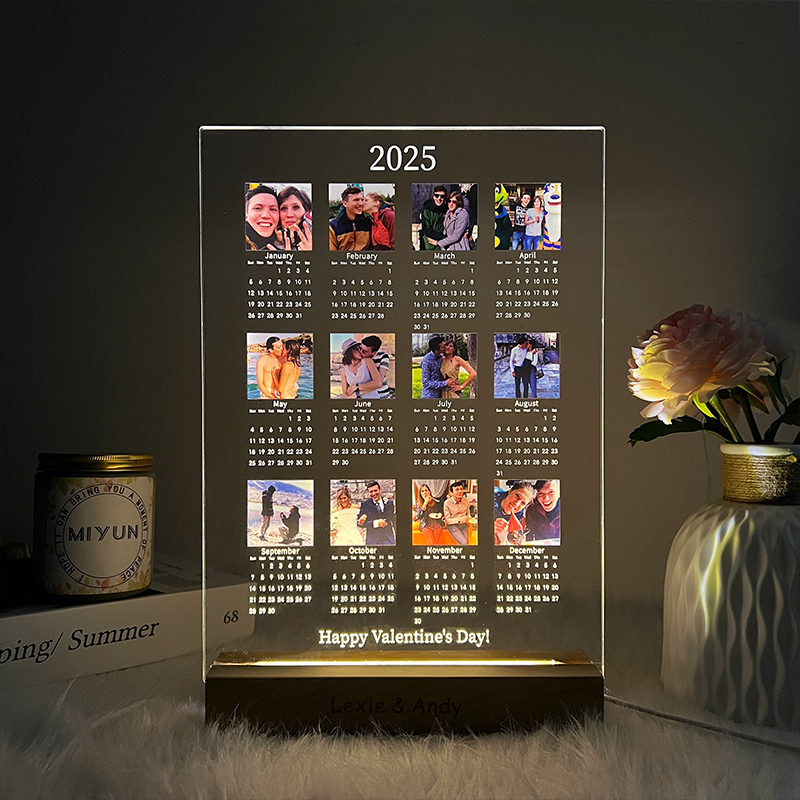 Personalized 2025 Calendar LED Light with Photo