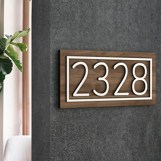 Custom Wooden House Numbers Sign