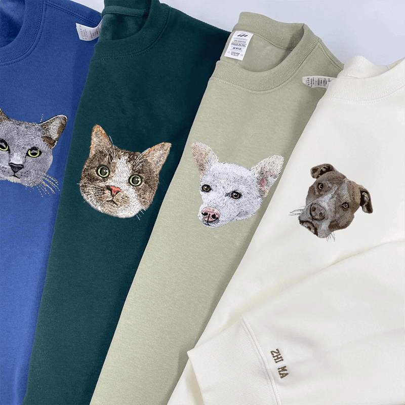 Custom Pet Portrait Embroidered Sweatshirt