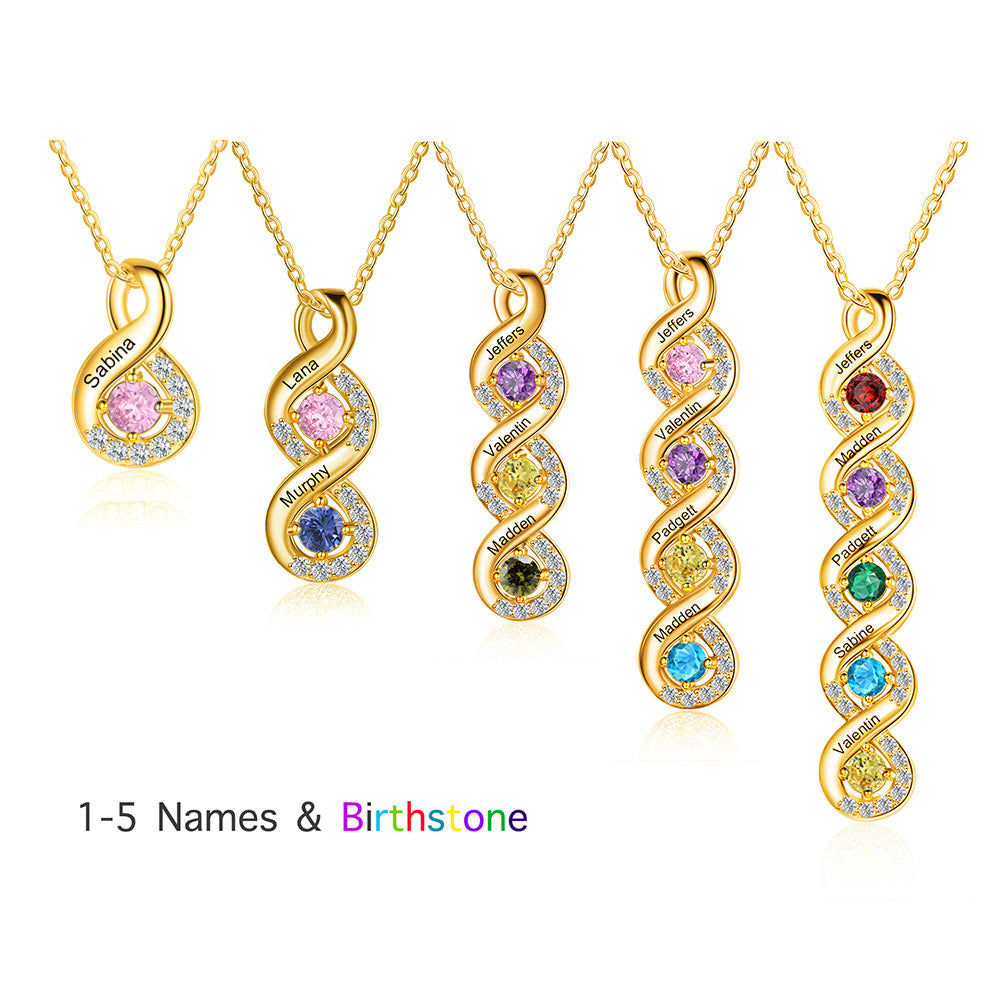 Personalized Mothers Rings Necklace with Birthstones