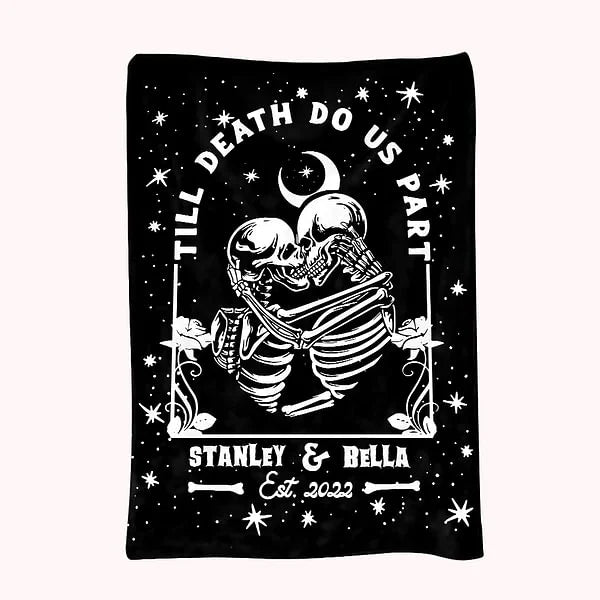 Personalised Till Death Do Us Part Couple Skull Flannel Blankets