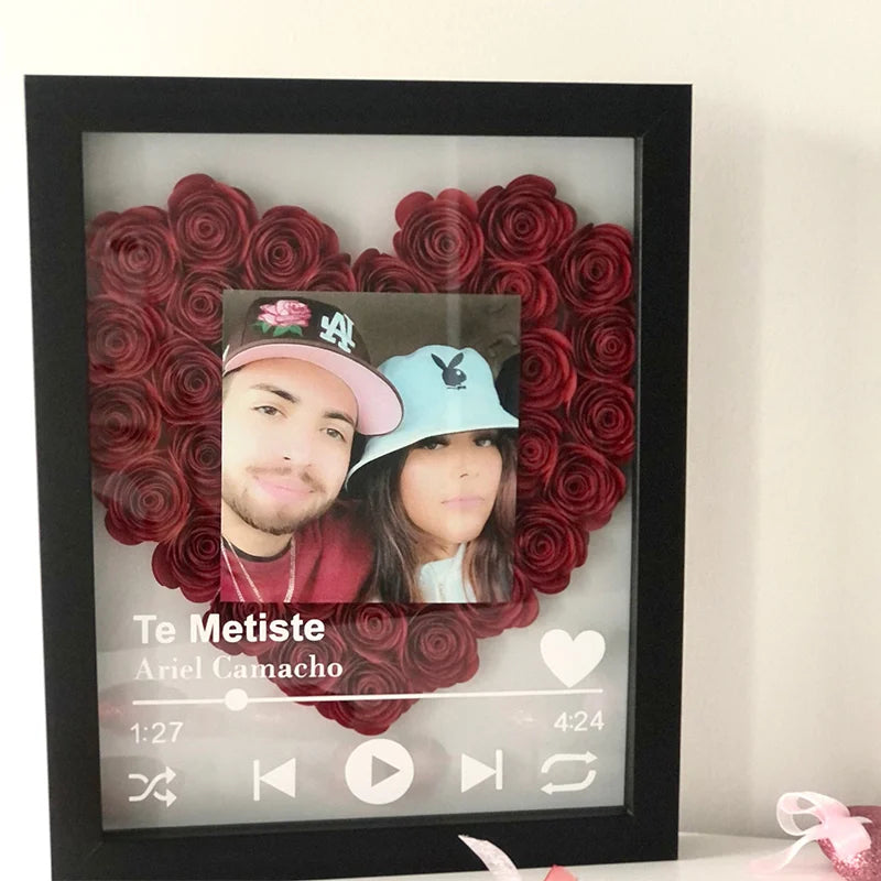 Custom Flower Shadow Box with Photo Rectangle