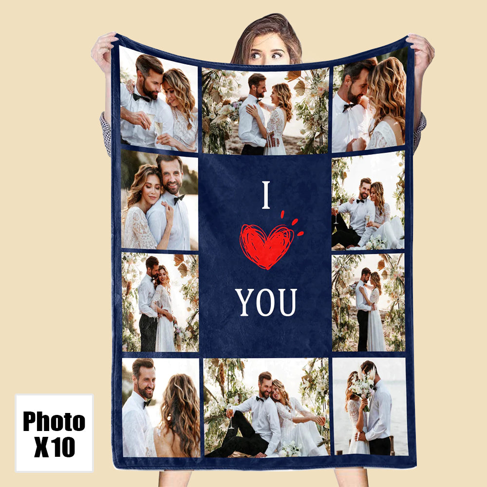 Custom Blanket With 10 Photos Personalized Picture Throw Blanket