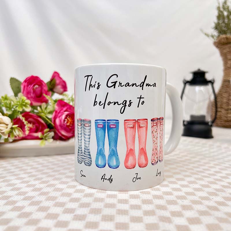 Personalized Family Rain Boots Names Mug