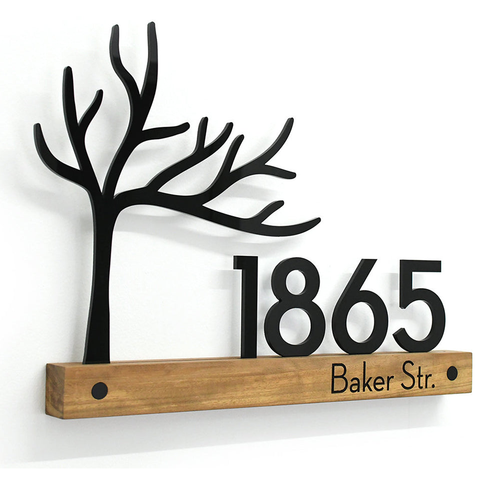 Custom Wooden House Numbers Sign