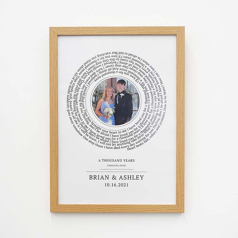 Personalised Photo with song lyric frame