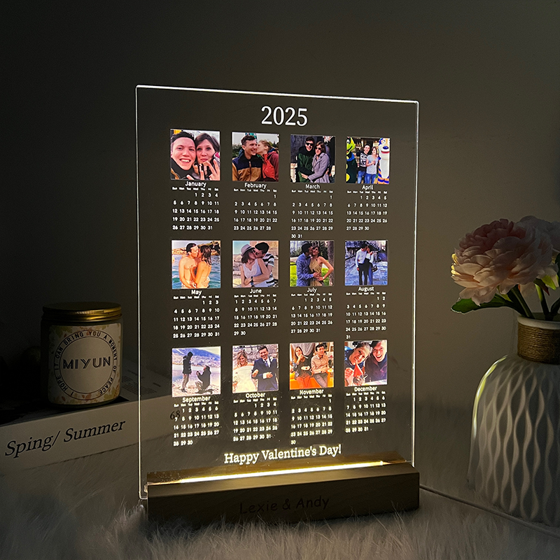 Personalized 2025 Calendar LED Light with Photo