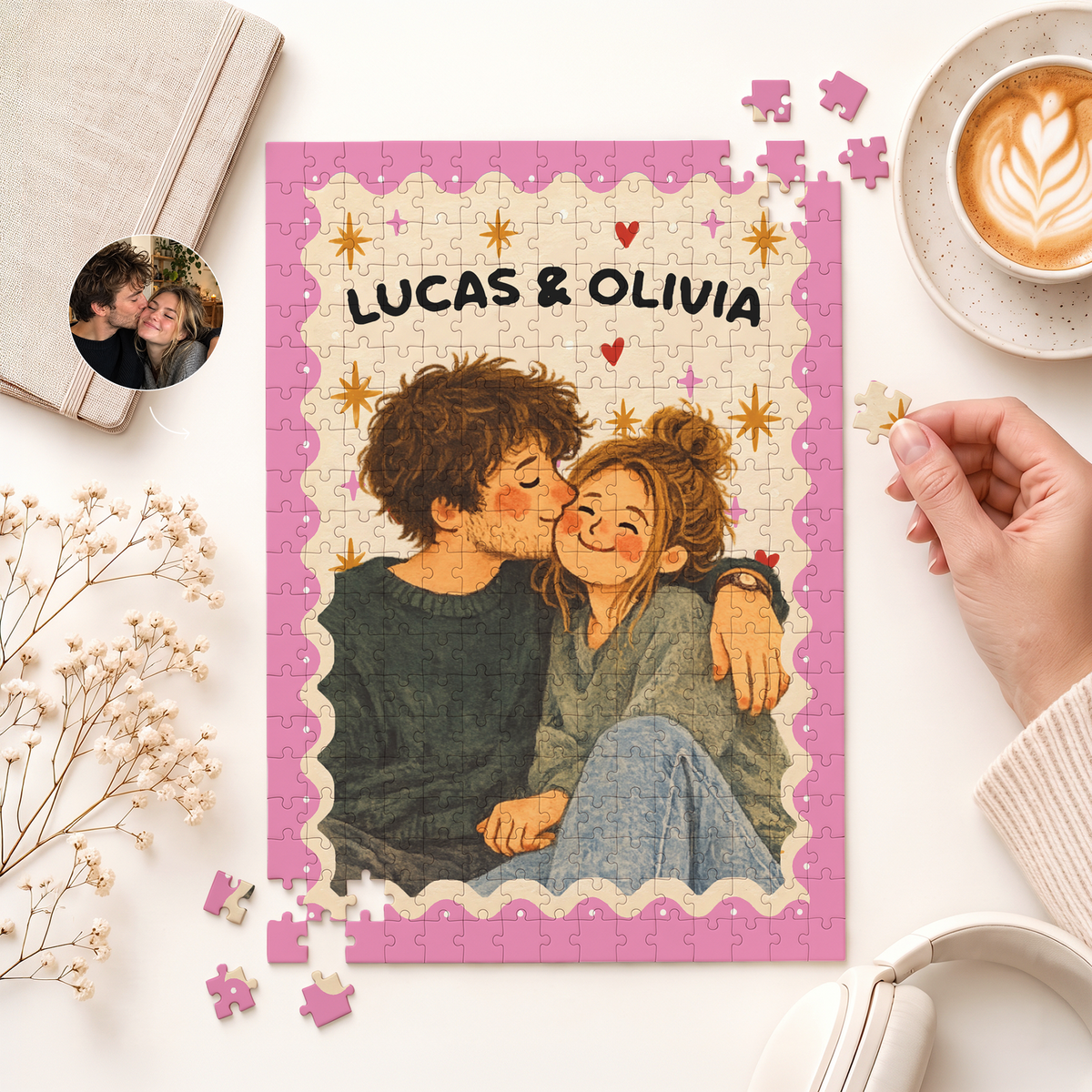 Personalized Couple Photo Art Jigsaw Puzzle