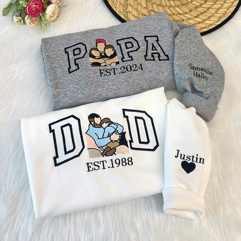 💞Embroidered Father and Son/Daughter Sweatshirt-Father's Day Gift💞