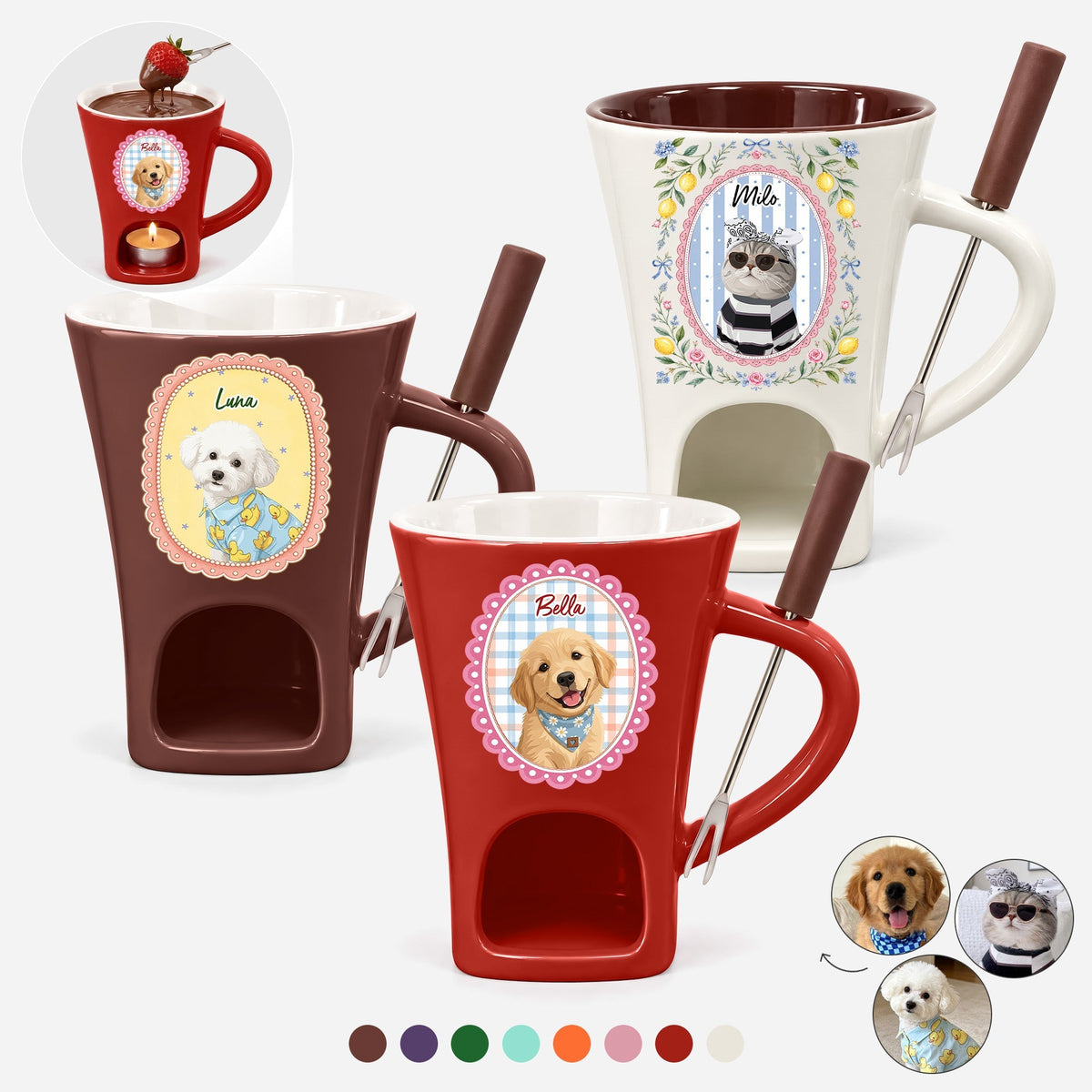 Personalized AI Pet Portrait Ceramic Fondue Mug