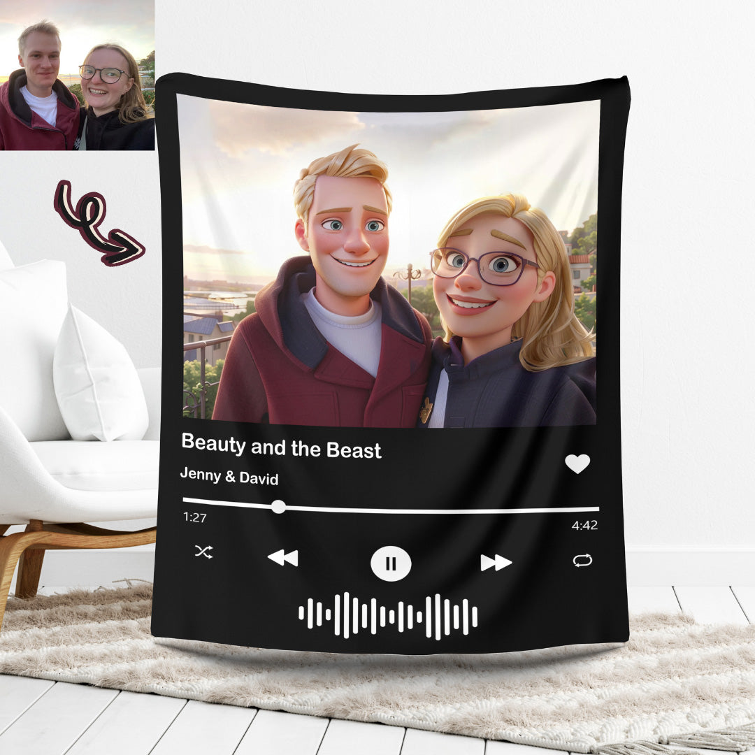 Custom Music Blanket Photo Cartoon Portrait Blanket