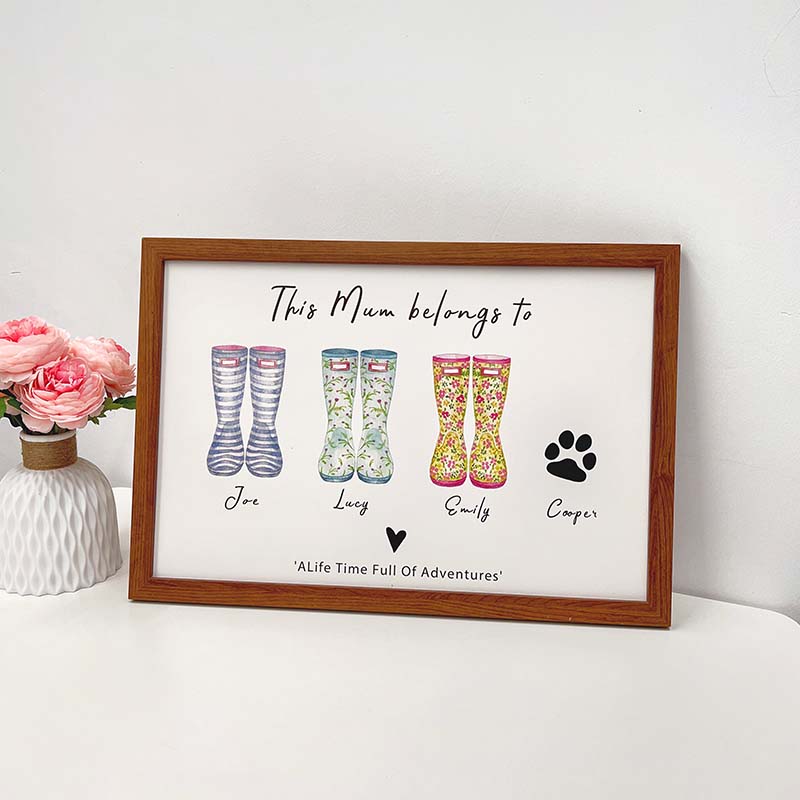 Personalized Family Rain Boots Names Frame