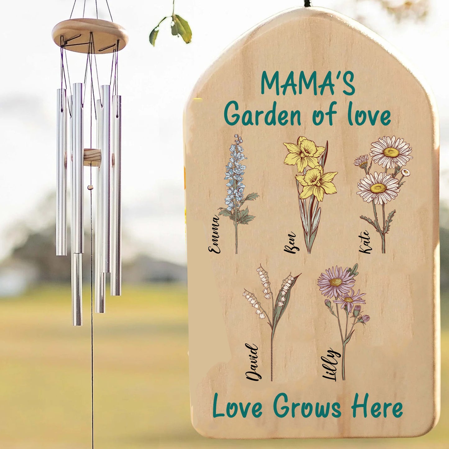 Personalized Birth Flower Wind Chimes