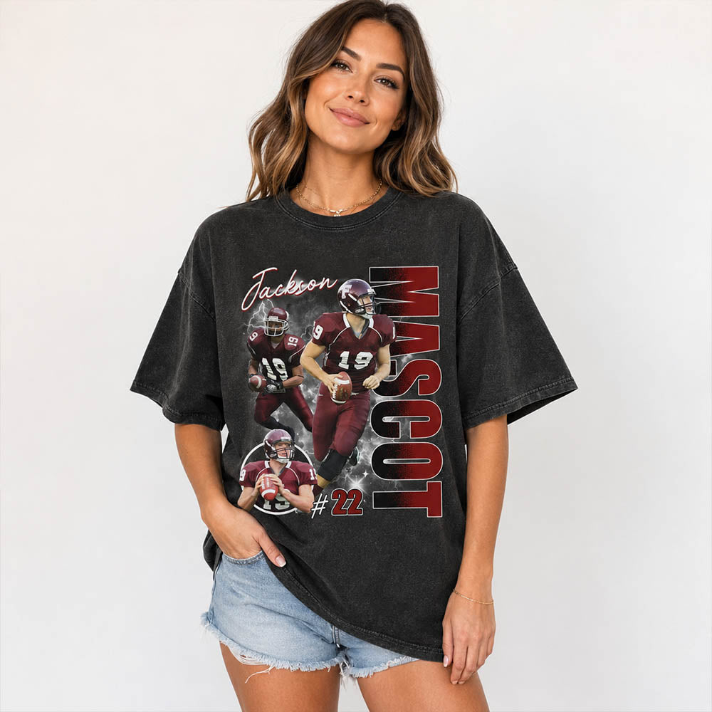 Custom Football Photo Shirt with Player Name & Team Mascot
