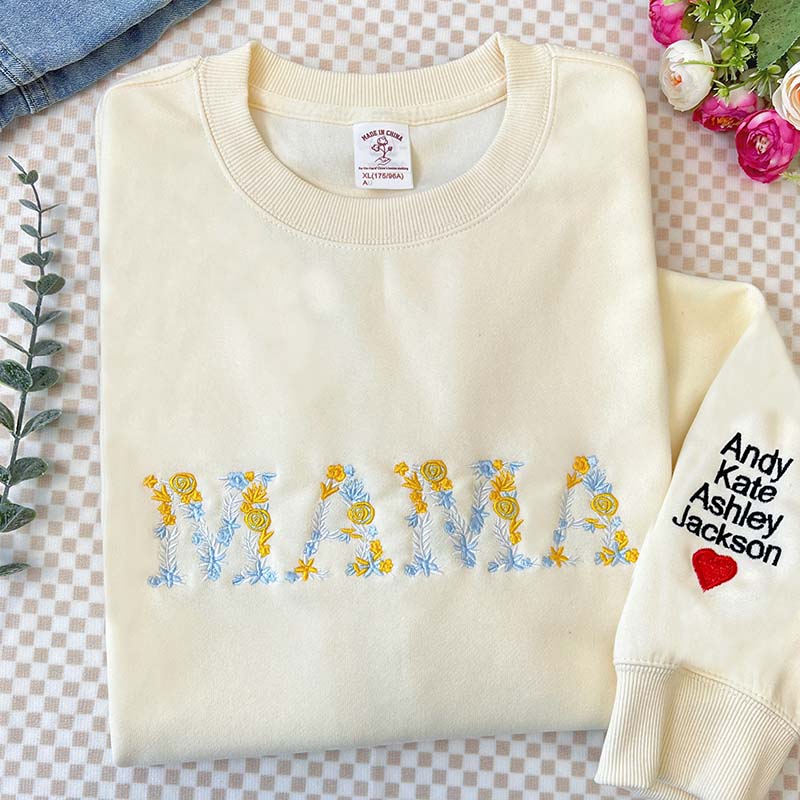 Sweatshirt mit Blumen-Mama-Stickerei