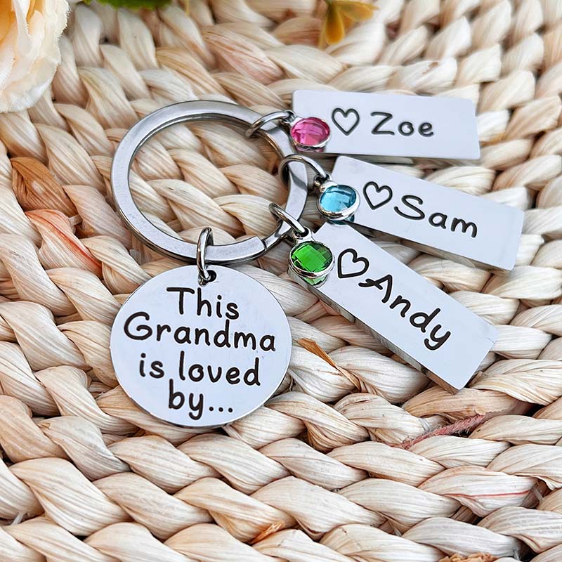 This Grandma is Loved by Keychain with Birthstone