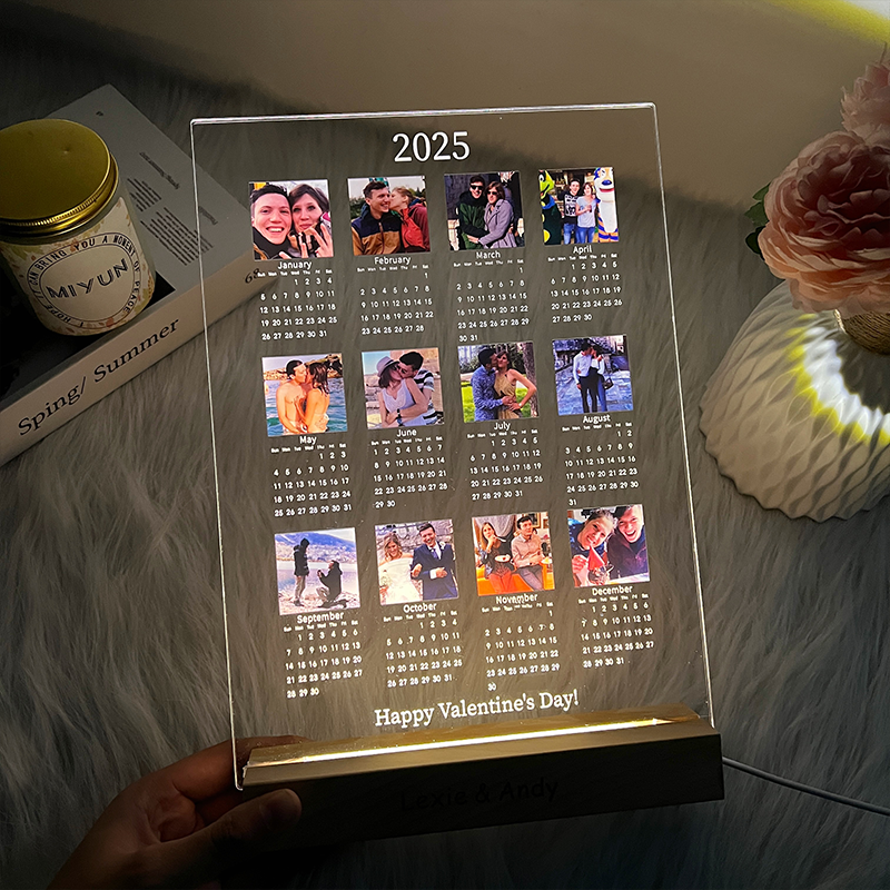 Personalized 2025 Calendar LED Light with Photo