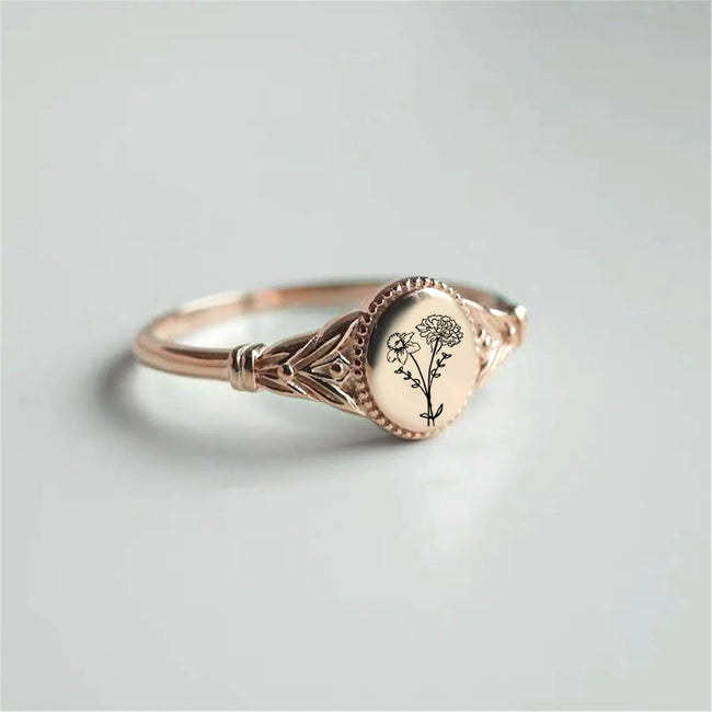 Personalized Family Birth Flower Ring #2