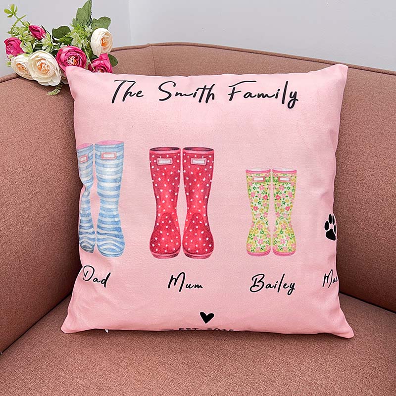 Personalized Family Rain Boots Names Blanket&Pillow